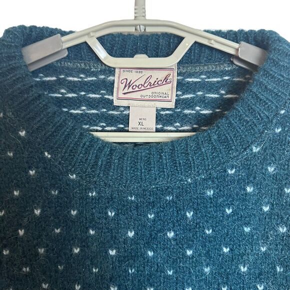 Vintage 80s 90s Woolrich Wool Sweater Birdseye Hand Framed Green Fisherman XL - Picture 3 of 8